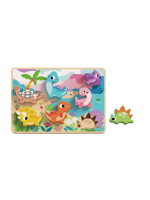 TookyToy Dřevěné vkládací puzzle - dinosauři