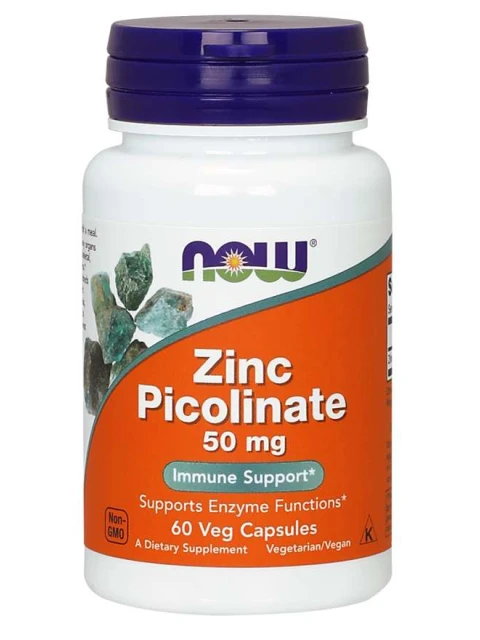 NOW Zinc Picolinate (zinek pikolinát), 50 mg, 60 rostlinných kapslí