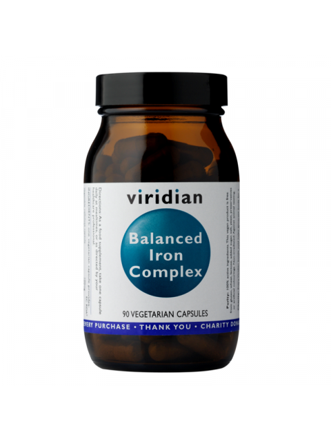 Viridian Balanced Iron Complex (Komplex železa s vitamíny), 90 kapslí