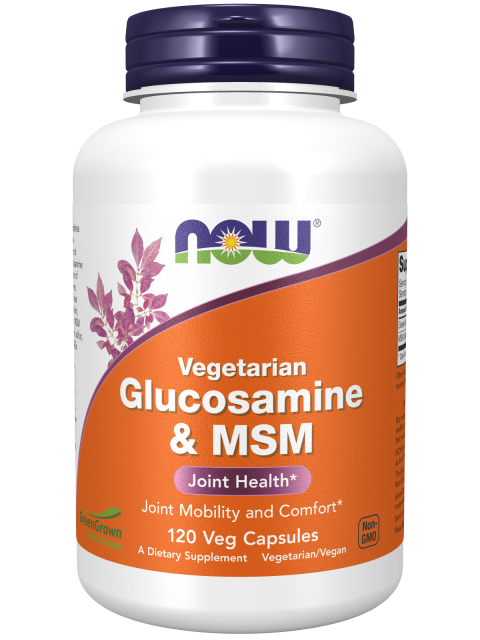 NOW Glucosamine & MSM Vegetarian (vegetariánský glukosamin a MSM), 120 rostlinných kapslí - EXPIRACE 7/2024