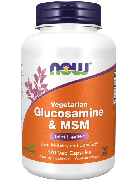 NOW Glucosamine & MSM Vegetarian (vegetariánský glukosamin a MSM), 120 rostlinných kapslí - EXPIRACE 2/2026