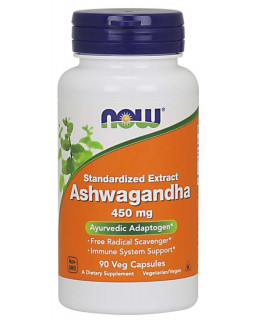 NOW Ashwagandha (Vitánie snodárná) extrakt, 450 mg, 90 rostlinných kapslí