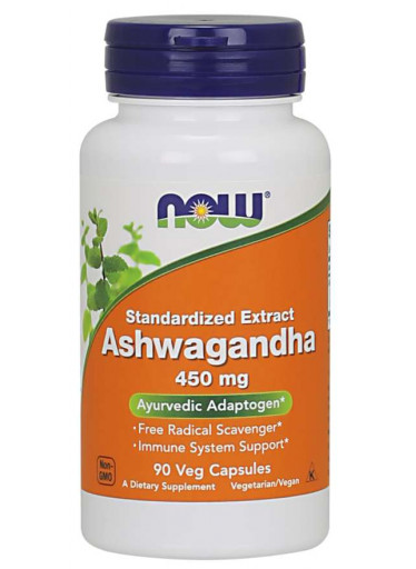 NOW Ashwagandha (Vitánie snodárná) extrakt, 450 mg, 90 rostlinných kapslí