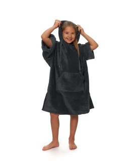 Dětské plážové pončo s výšivkou, 6-10 let, Cool Gray