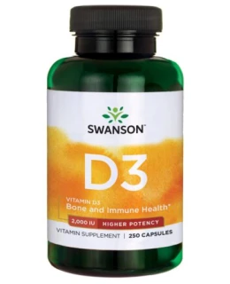 Swanson Vitamin D3, 2000 IU, Vyšší účinnost, 250 kapslí - EXPIRACE 11/2024