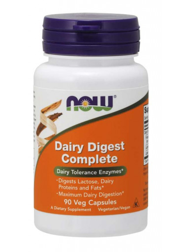 NOW Dairy Digest Complete, mléčné enzymy pro intoleranci na laktózu, 90 rostlinných kapslí