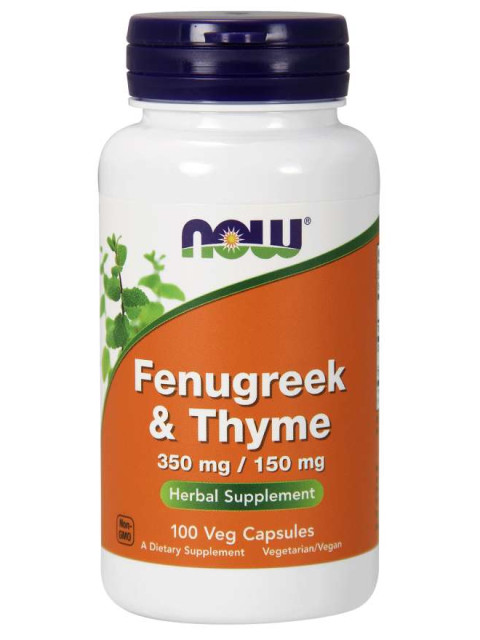 NOW Fenugreek and Thyme (Pískavice řecké seno a tymián), 100 rostlinných kapslí