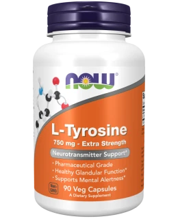 NOW L-Tyrosine, 750 mg, 90 rostlinných kapslí