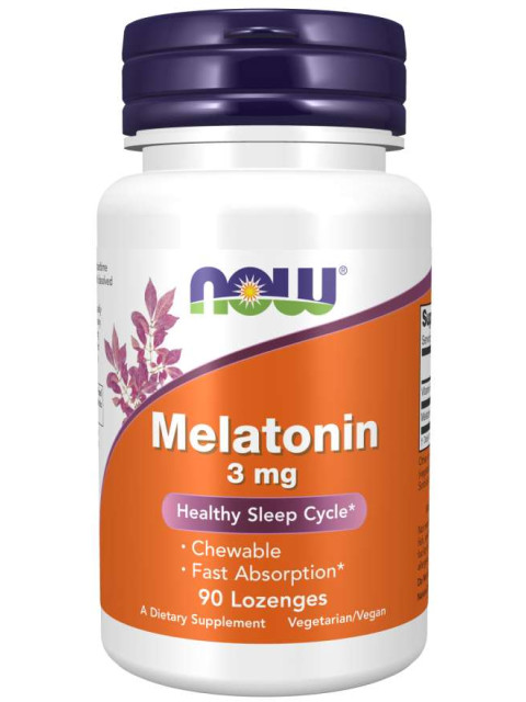 NOW Melatonin 3 mg, 90 pastilek