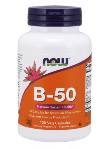 NOW Vitamin B-50 Complex, 100 rostlinných kapslí