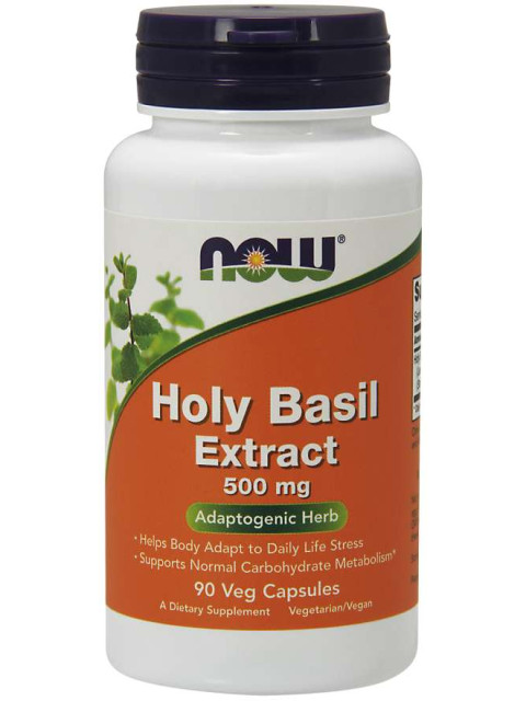 NOW Holy Basil Extract (Bazalka indická), 500 mg, 90 rostlinných kapslí