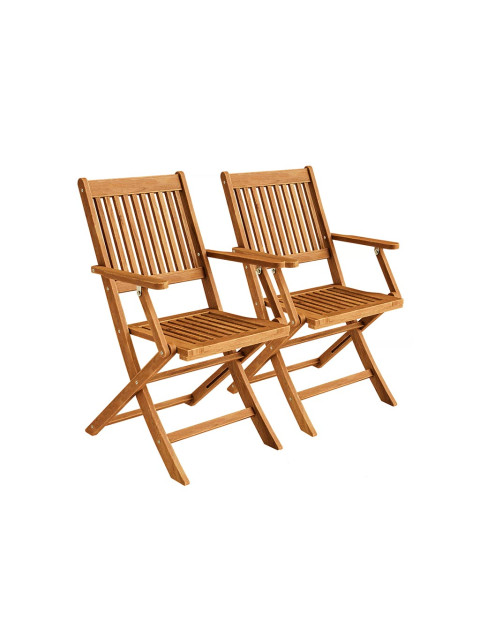 Casaria Dřevěná skládací křesla - 2 kusy