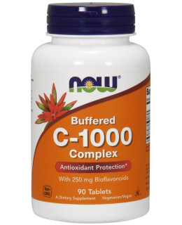 NOW Buffered Vitamin C-1000 Komplex s 250mg bioflavonoidů, PH neutrální vitamín C, 90 tablet