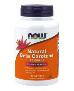 NOW Vitamin A, Přírodní betakaroten, 25000 IU, 180 softgel kapslí