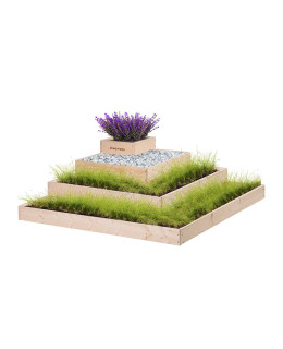 ATMOWOOD Rohový 4-patrový dřevěný záhon 120 x 120 x 40 cm