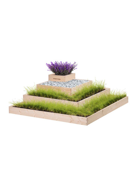 ATMOWOOD Rohový 4-patrový dřevěný záhon 120 x 120 x 40 cm