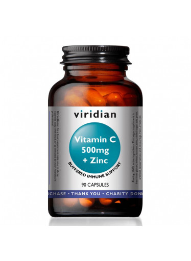 Viridian Vitamin C, 500 mg, + Zinc, 90 kapslí