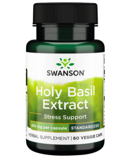 Swanson Holy Basil Extract (Bazalka indická), 400 mg, 60 kapslí