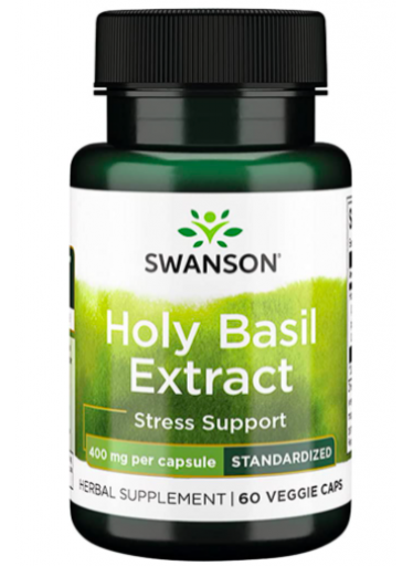 Swanson Holy Basil Extract (Bazalka indická), 400 mg, 60 kapslí
