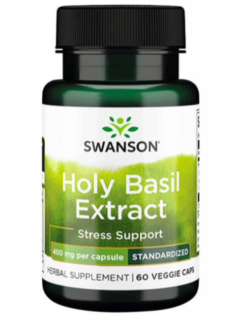 Swanson Holy Basil Extract (Bazalka indická), 400 mg, 60 kapslí