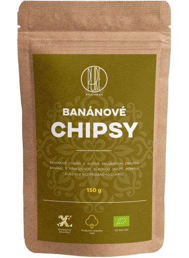BrainMax Pure Banánové Chipsy BIO, 150 g