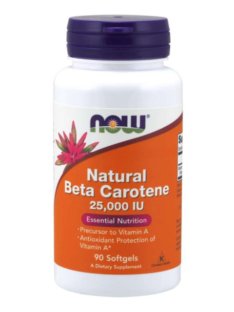 NOW Vitamin A, Přírodní betakaroten, 25000 IU, 90 softgel kapslí