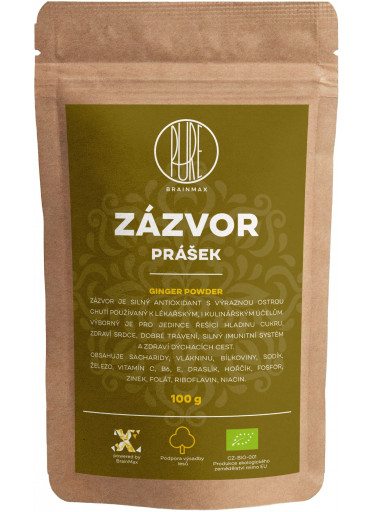 BrainMax Pure Zázvor BIO prášek, 100 g