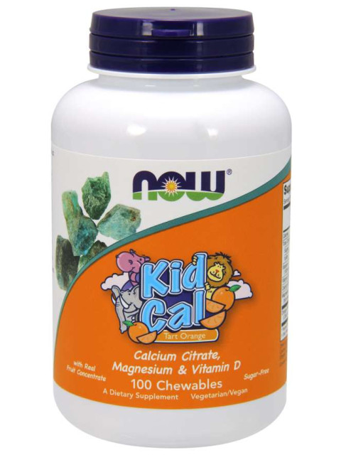 NOW Kid Cal, Orange, Vápník, Hořčík, Vitamín D pro děti, 100 žvýkacích pastilek