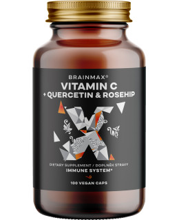 BrainMax Vitamin C & Quercetin, Rose Hip, 100 rostlinných kapslí