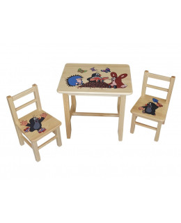 ČistéDřevo Dřevěný dětský stoleček s židličkami - Krteček