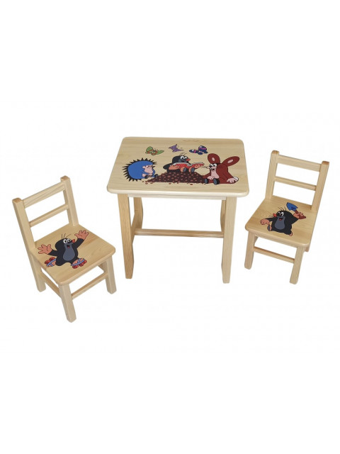 ČistéDřevo Dřevěný dětský stoleček s židličkami - Krteček