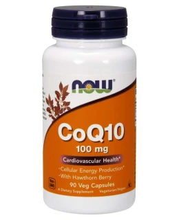 NOW CoQ10 (koenzym Q10) + Hloh, 100 mg, 90 rostlinných kapslí