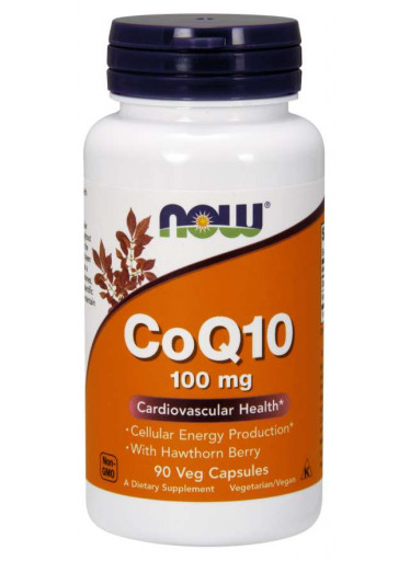 NOW CoQ10 (koenzym Q10) + Hloh, 100 mg, 90 rostlinných kapslí