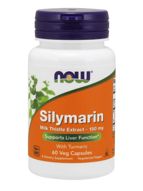 NOW Silymarin with Turmeric (extrakt z ostropestřce s kurkumou), 150 mg, 60 rostlinných kapslí