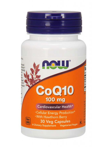 NOW CoQ10 (koenzym Q10) + Hloh, 100 mg, 30 rostlinných kapslí