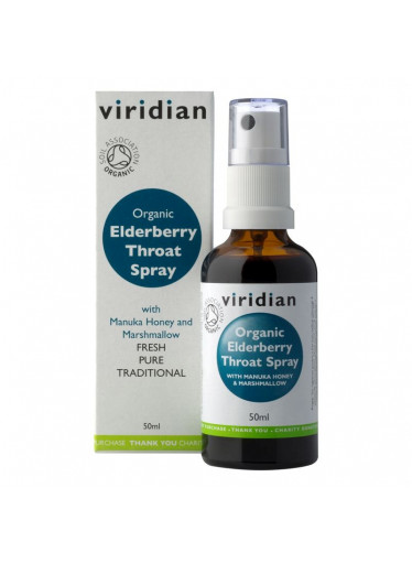 Viridian Elderberry Throat Spray Organic (Sprej při bolesti v krku a kašli Bio), 50 ml