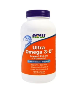 NOW Ultra omega-3 s vitamínem D, 300 DHA / 600 EPA, 180 softgel kapslí