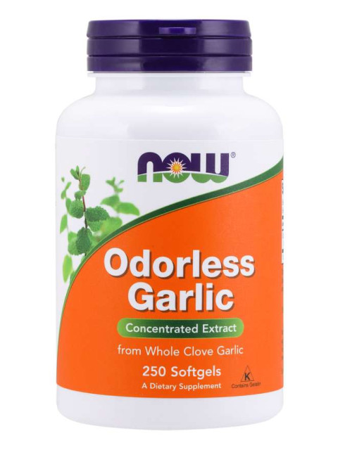NOW Odorless Garlic (česnekový extrakt bez zápachu), 250 softgelových kapslí