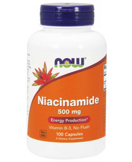 NOW Vitamin B3 Nikotinamid (niacinamid), 500 mg, 100 kapslí