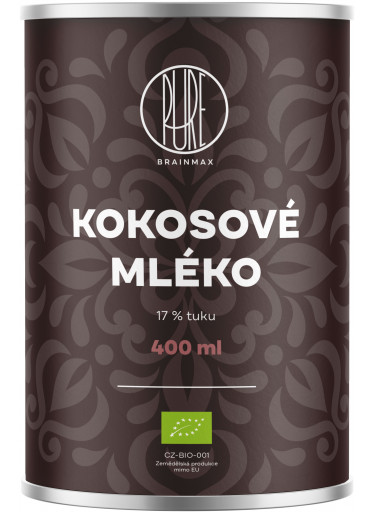 BrainMax Pure Organic Kokosové mléko 17% tuku, BIO, 400 ml