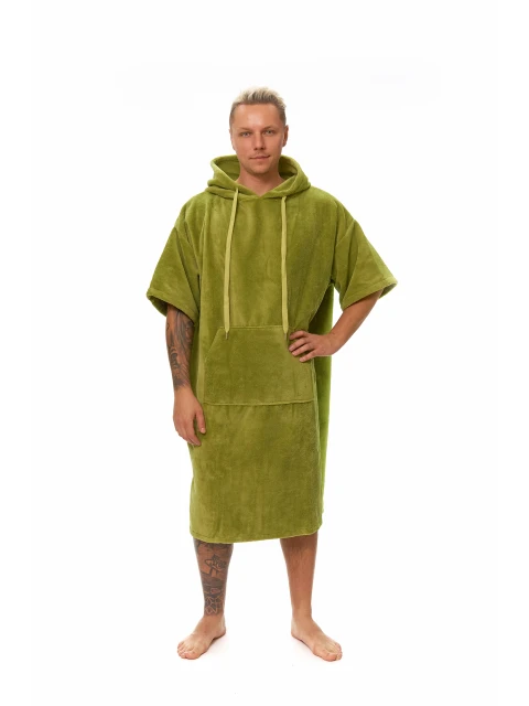 Plážové pončo s výšivkou, 80 x 115 cm, Olive Green