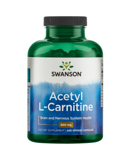 Swanson Acetyl-L-Carnitine 500mg, 240 rostlinných kapslí