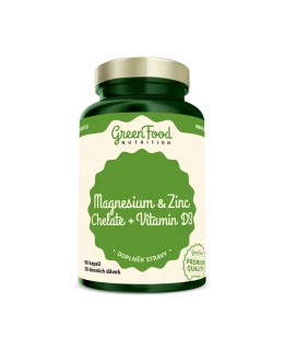 GreenFood Hořčík a Zinek Cheláty + Vitamín D3 90 kapslí