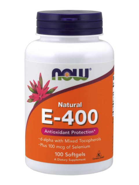 NOW Vitamin E 400 IU with Selenium Natural (vitamin se selenem), 100 softgelových kapslí