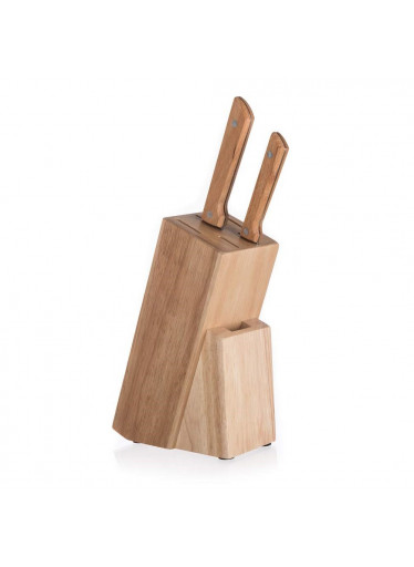 ČistéDřevo Dřevěný stojan na nože BRILLANTE gumovník - 22 x 17 x 9 cm