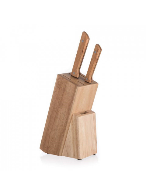ČistéDřevo Dřevěný stojan na nože BRILLANTE gumovník - 22 x 17 x 9 cm