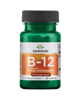 Swanson Vitamin B12, 500 mcg, 30 kapslí