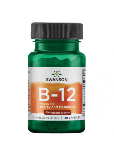 Swanson Vitamin B12, 500 mcg, 30 kapslí