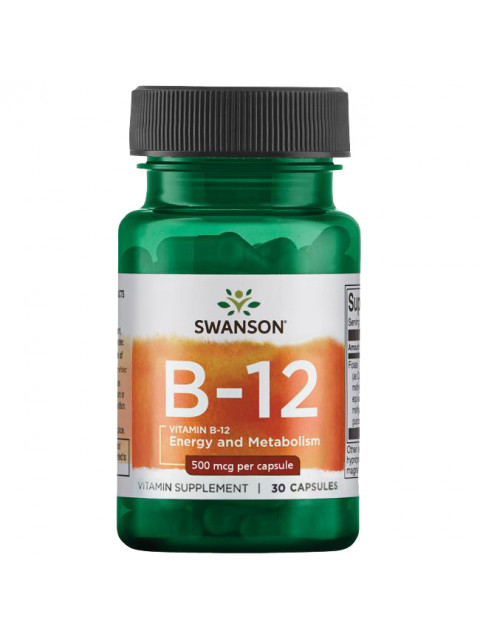 Swanson Vitamin B12, 500 mcg, 30 kapslí
