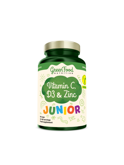 GreenFood Junior Vitamín C, D a Zinek 90 kapslí